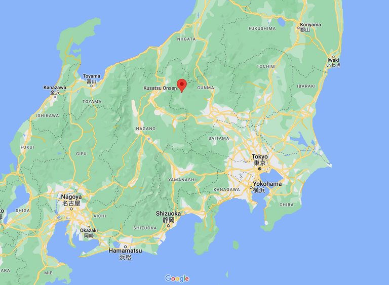 Kusatsu is in Gunma, but very near Nagano. Screenshot from Google Maps.