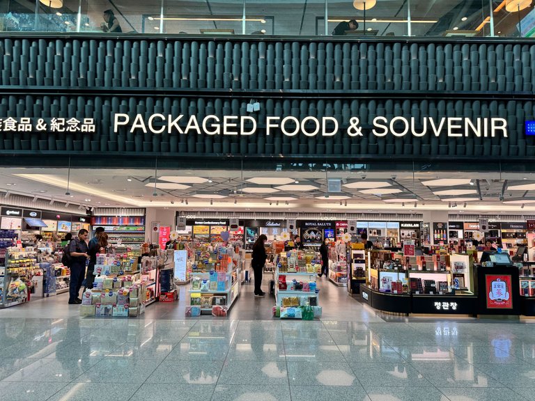 A big souvenir shop in the departure hall