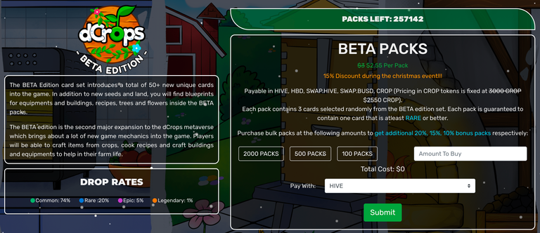 Shop for beta packs