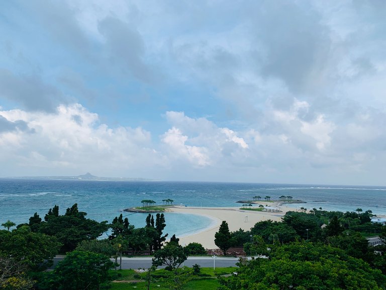 Emerald beach from a distance