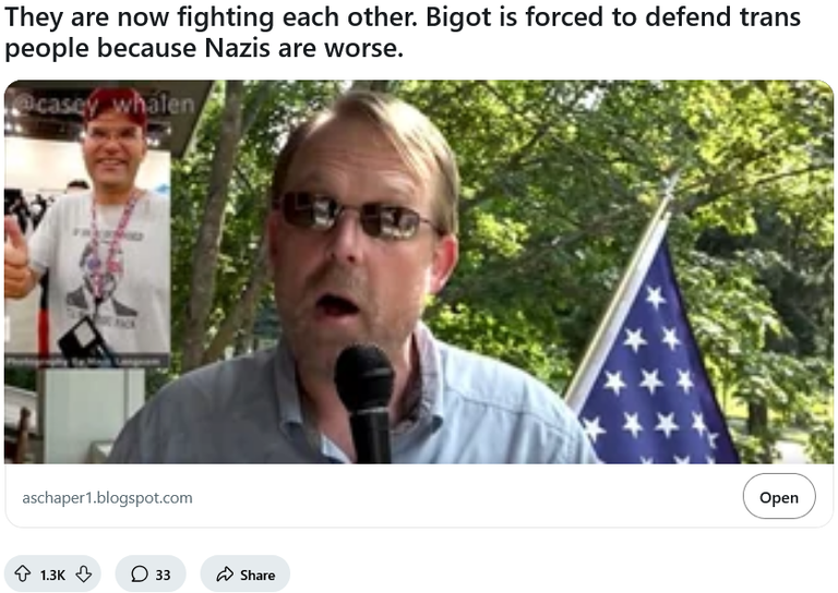 Screenshot 2025-05-09 at 14-36-02 They are now fighting each other. Bigot is forced to defend trans people because Nazis are worse. r_LeopardsAteMyFace.png