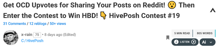 Screenshot 2025-03-09 at 12-10-33 Get OCD Upvotes for Sharing Your Posts on Reddit! 😮 Then Enter the Contest to Win HBD! 👇 HivePosh Contest #19 PeakD.png