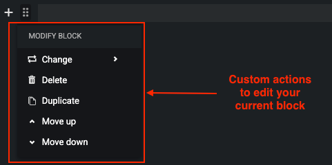 Actions menu