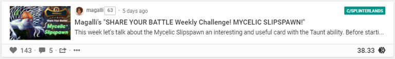 Magalli's "SHARE YOUR BATTLE Weekly Challenge! MYCELIC SLIPSPAWN!"
