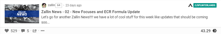 Zallin News - 02 - New Focuses and ECR Formula Update