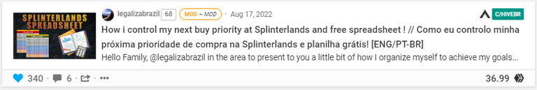 How i control my next buy priority at Splinterlands and free spreadsheet !