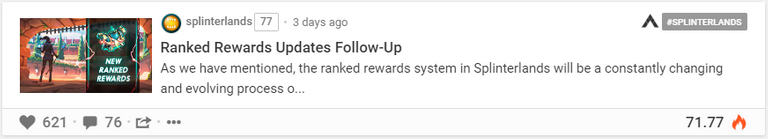 Ranked Rewards Updates Follow-Up
