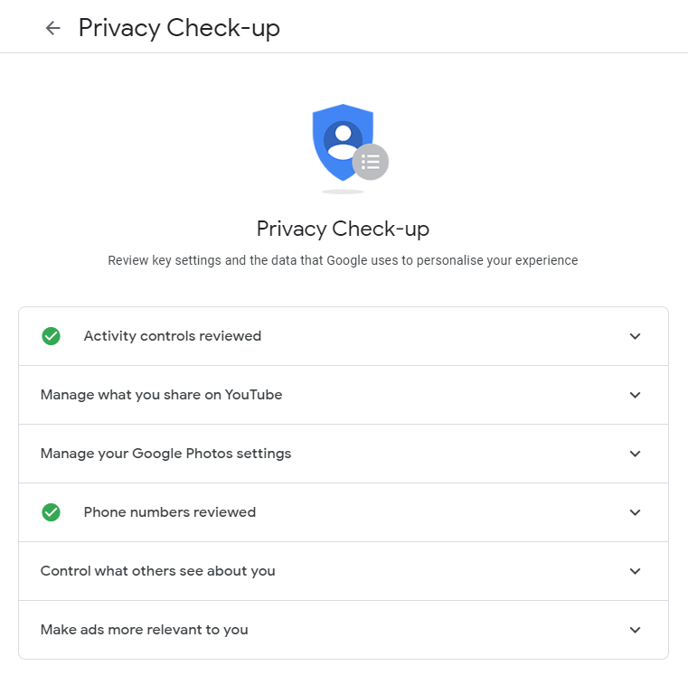 Google Privacy Check-up