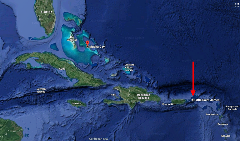 Little Saint James  St. Thomas  USVI to Musha Cay  The Bahamas   Google Maps.png