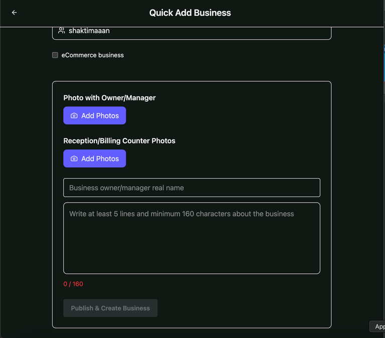 Quick Add Business preview