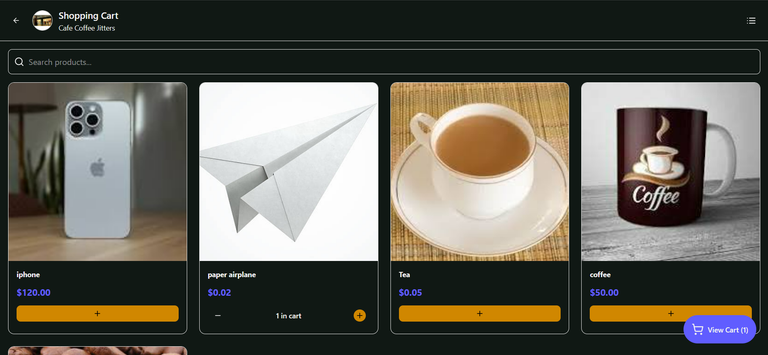 Shopping Cart Tablet View - Grid