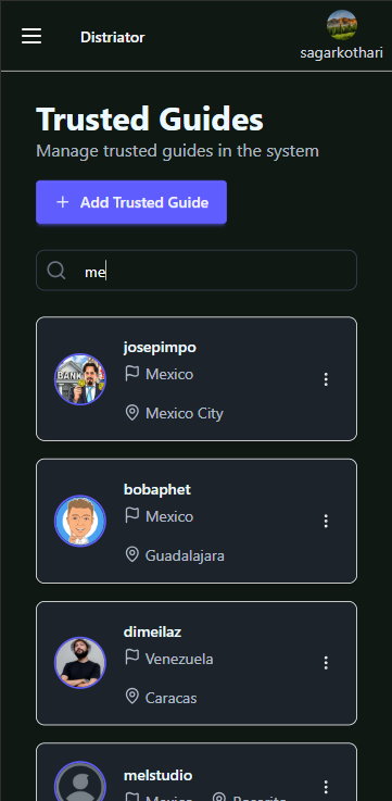 search bar in manage guides