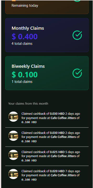 Claim Dashboard - History