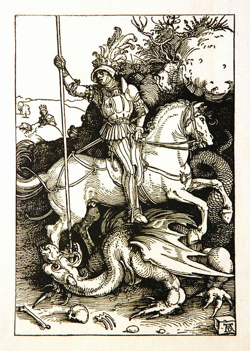 Holzschnitt von Albrecht Dürer zeigt den Heiligen Georg