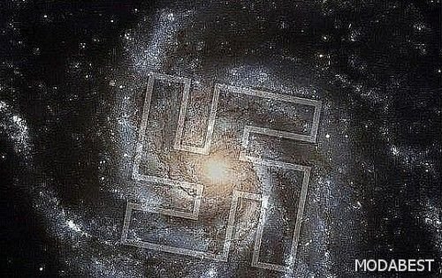Die spiralige Form der Galaxie bildet das Swastika-Symbol - Ursprung der Menschheit - Vorfahren