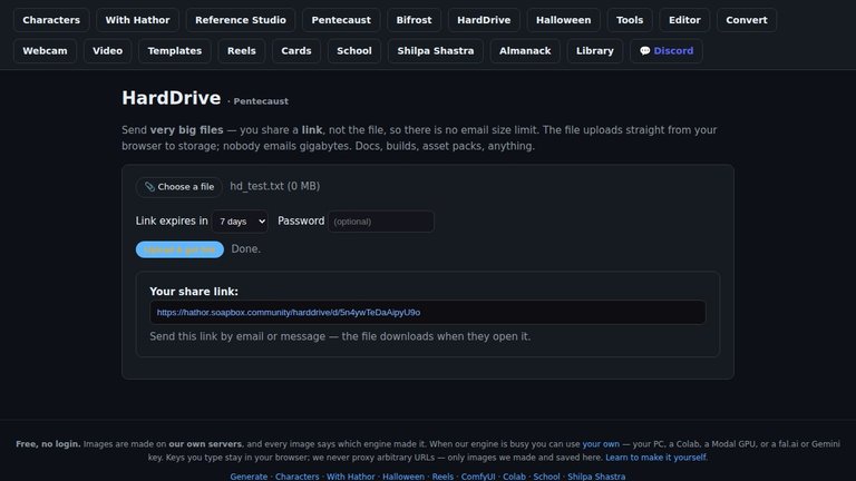HardDrive: choose a file, get a link