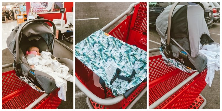 Olivia's First Shopping Trip: Binxy Baby Shopping Cart Hammock featured by popular California life and style blogger Haute Beauty Guide