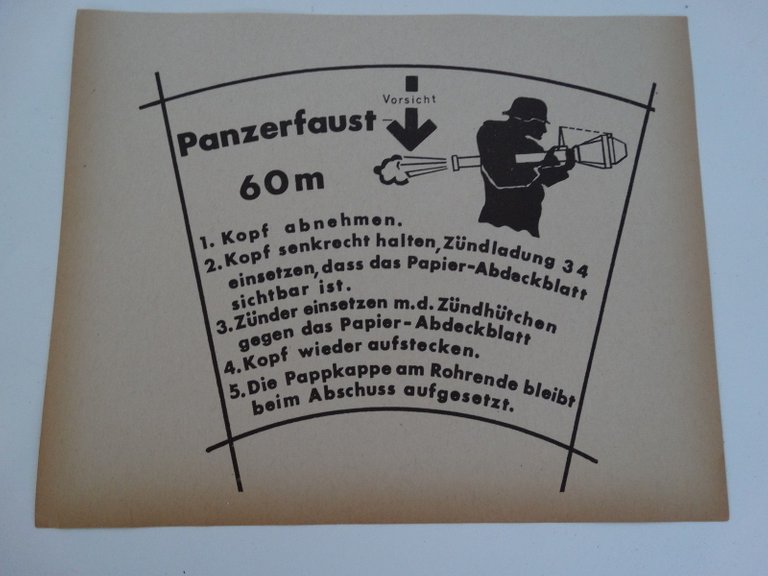 Original Panzerschreck Panzerfaust Bedienungsanleitung Label Wehrmacht WKII WH