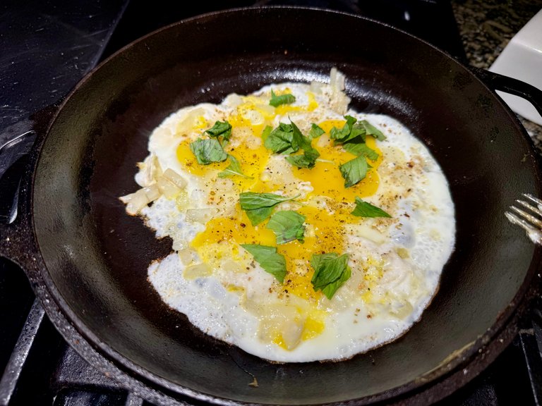 Eggs with basil