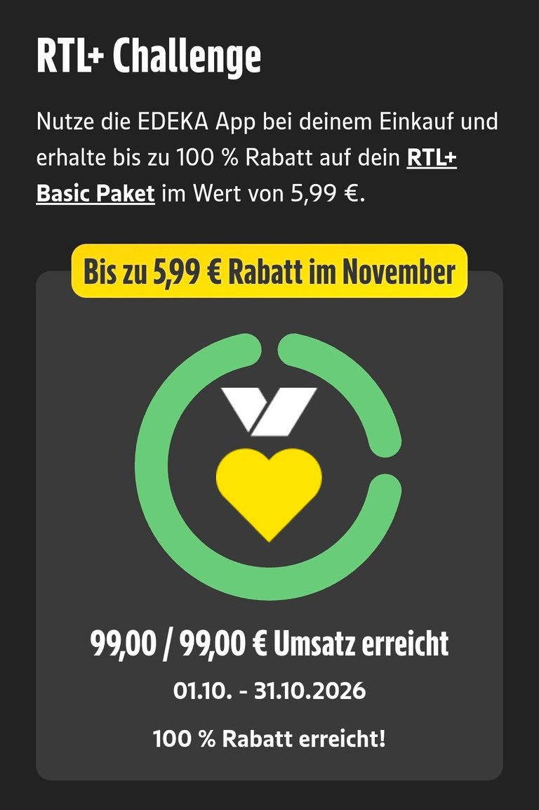 RTL+ weiter Gratis für mich durch Edeka