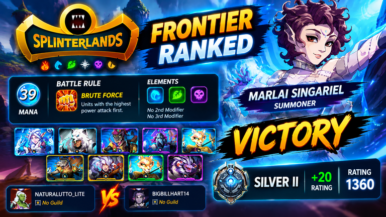 Splinterlands Ranked Match- Brute Force Rule Victory.