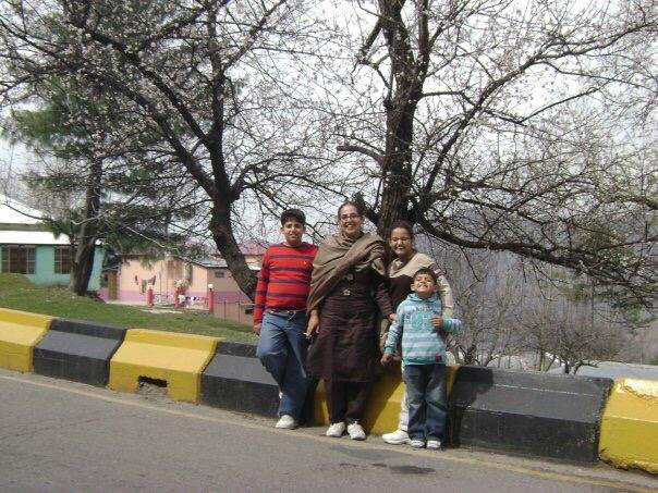 With daughter and sons
