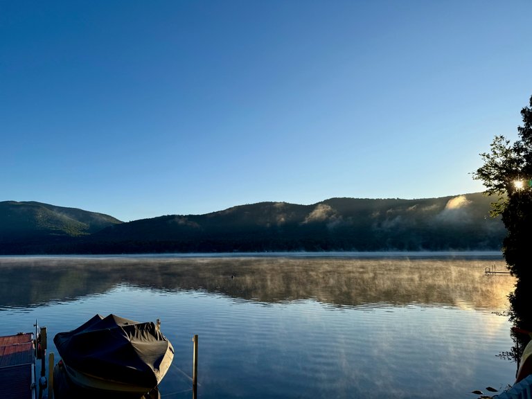 Steam coming off lake