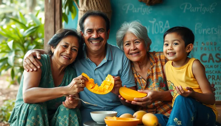 Venezuelans eating mangoes