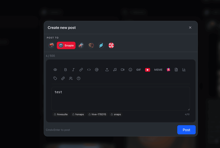 Snapie & HiveSuite Feed Support - Snaps Feed Composer