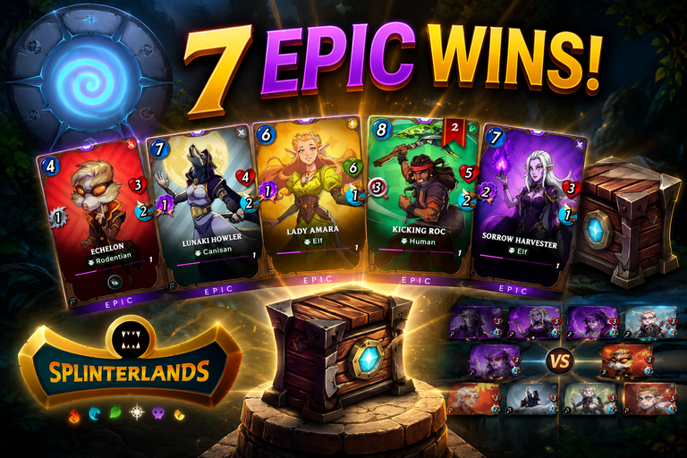Splinterlands - Opening 7 Foundation Chests, Multiple Epic Pulls, and an Interesting Battle with Ferocity Modifier