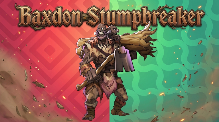 Splinterlands- Baxdon Stumpbreaker: A powerful dual element warrior.
