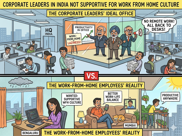Corporate leaders in India not supportive for Work From Home Culture 