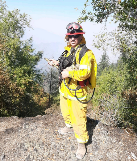  Camp Meeker volunteer firefighter; David Wolff who has spent long days after days fighting wild fires here in Northern California