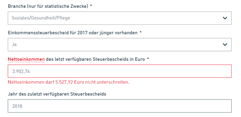 Hier der Fehler(??) bei der Eingabe im Formular