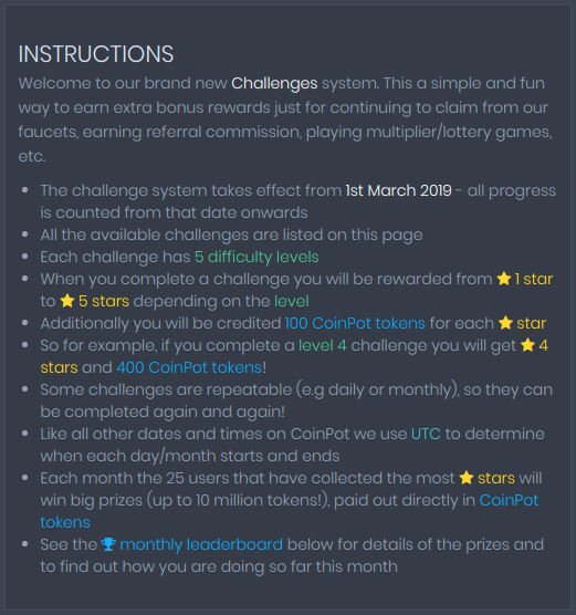 CoinPot Challenges