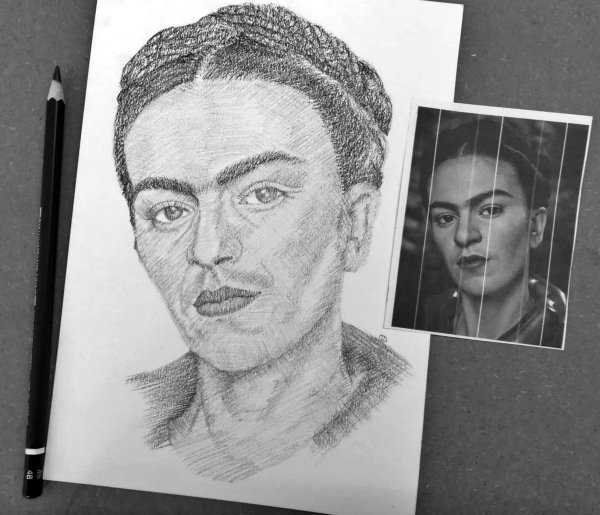 pencil sketch frida kahlo