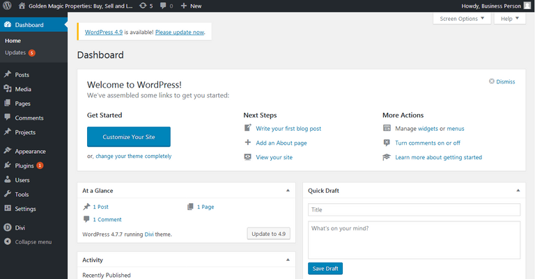 WordPress Dashboard