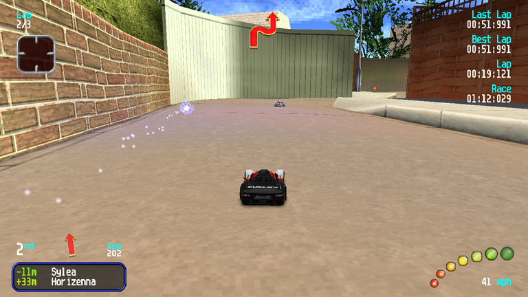 Toys in the Hood 1 level, _Shockwave_ weapon fired by the player approaching the AI car in 1st place