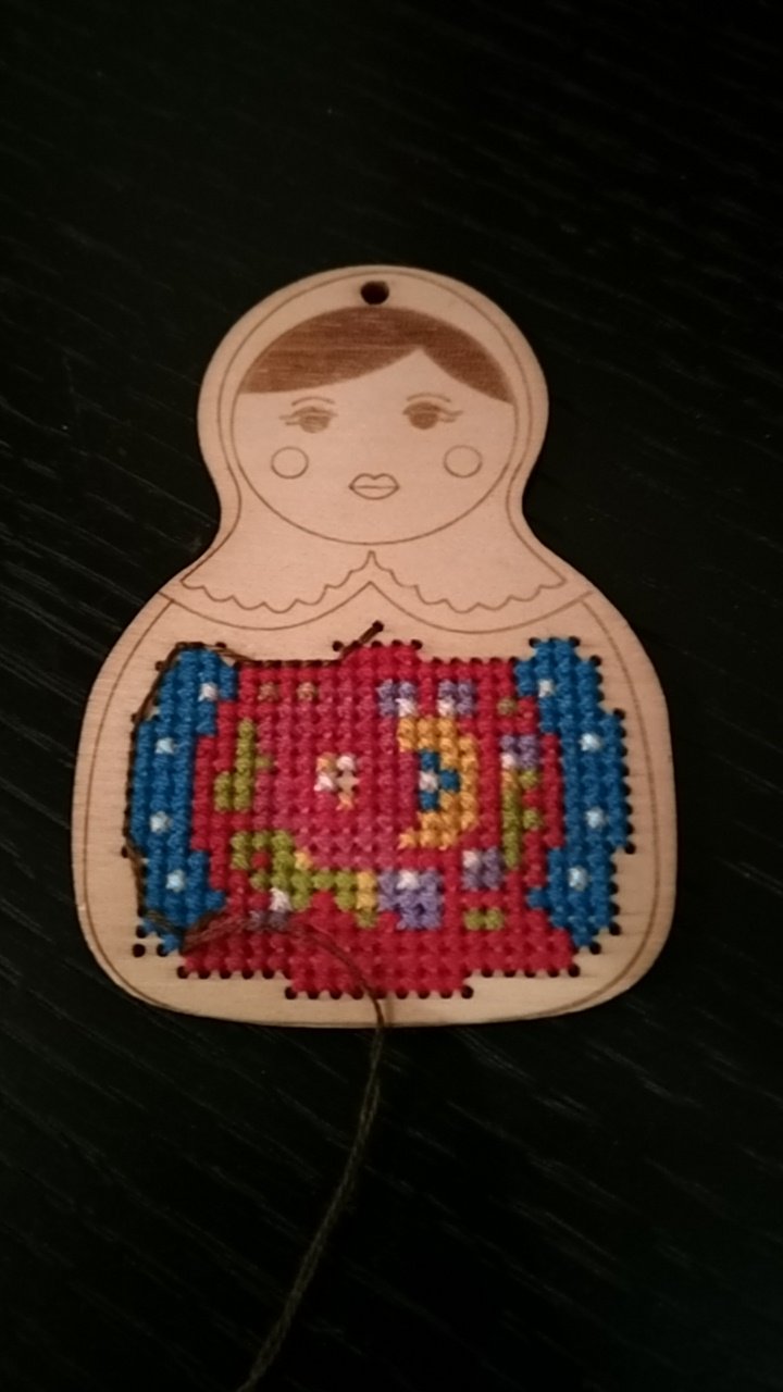 cross stitch matrioshka keyring