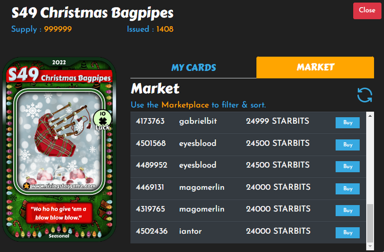 S49 Christmas Bagpipes Market Value.png