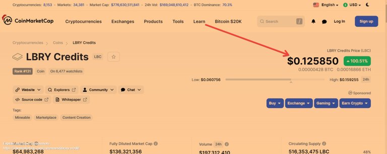 Screenshot of LBRY Credits price today, LBC marketcap, chart, and info _ CoinMarketCap.jpg