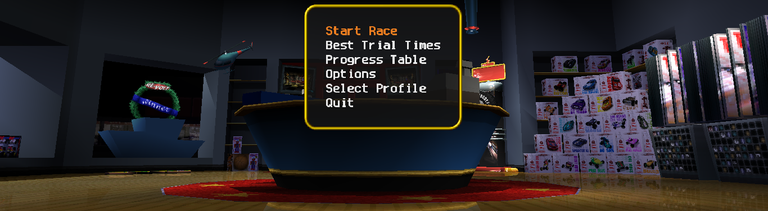 A horizontal crop of the background of Re-Volt's main menu.