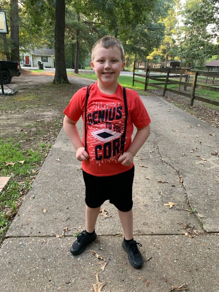 excited on his first day back to school