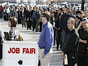 *Job fair line*