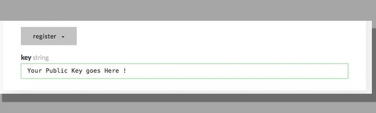 Use your public Key to Register 