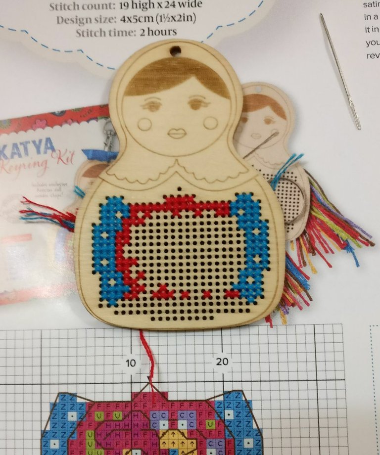 cross-stitch matrioshka keyring