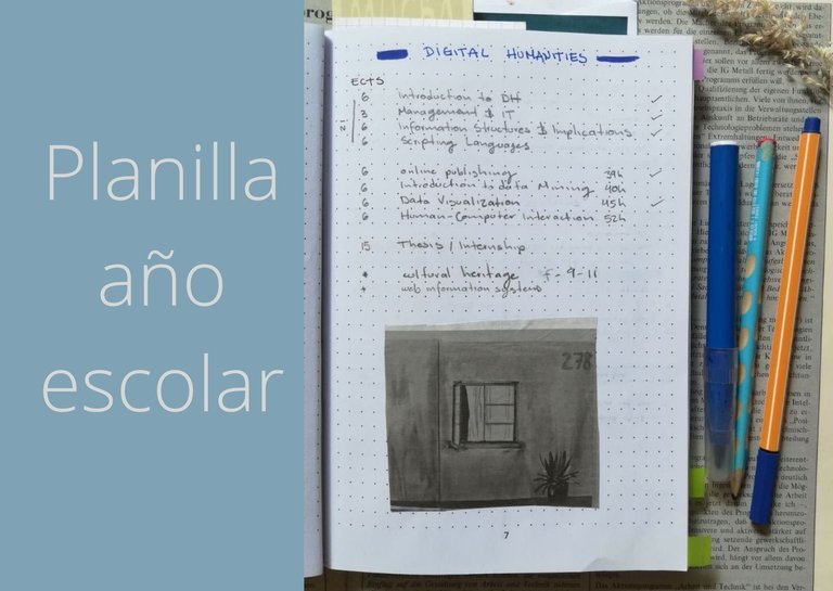 bullet journal año escolar universitario