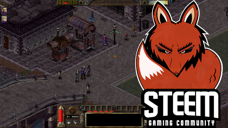 A scene in the industrial city of Tarant, overlaid with the SteemGC logo