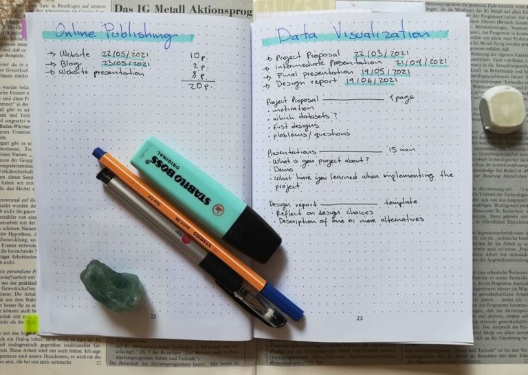 bullet journal cursos universidad