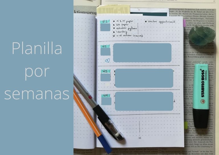 bullet journal planilla semanal